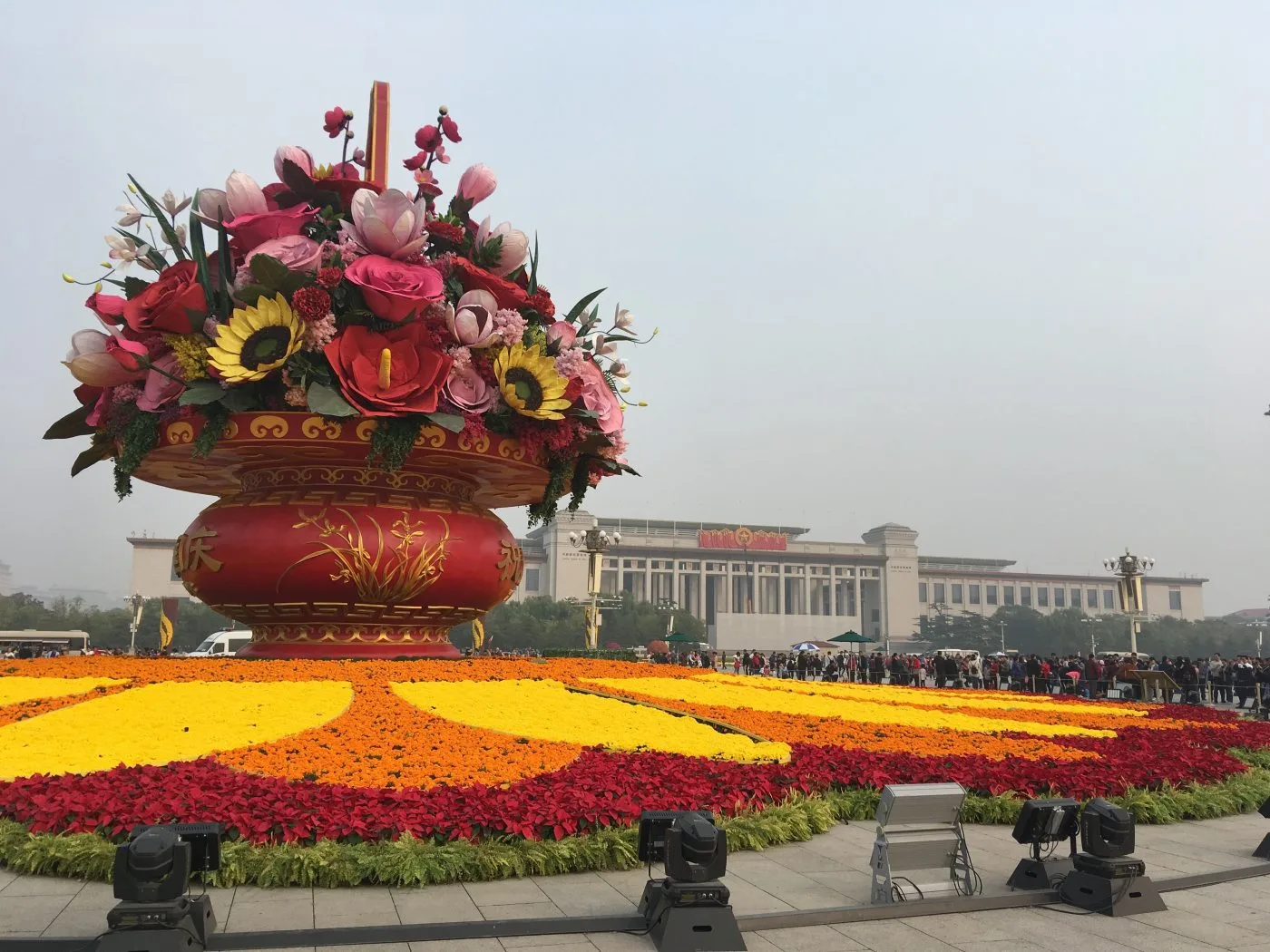Flower basket display at Tiananmen Square for National Day Golden Week