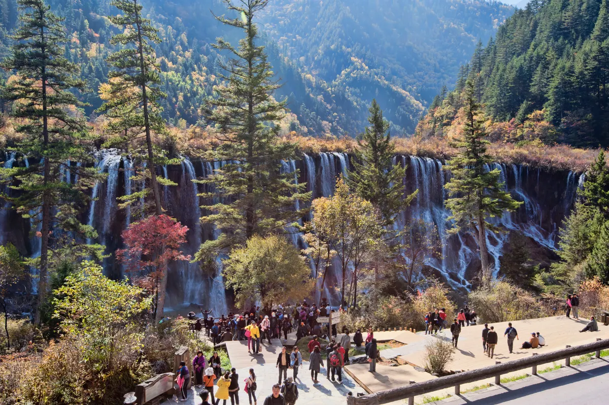 Nuorilang waterfall in Jiuzhaigou Valley in September